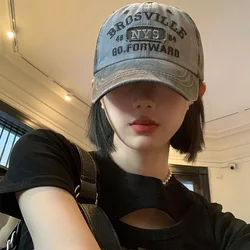 Four Seasons Men's Baseball Cap Casual Distressed Washed Cotton Letters Embroidered Cap Bent-brim Dome Rest Idle sunscreen hats