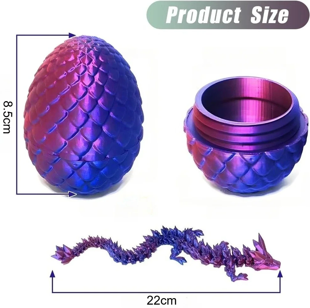 1/2 قطعة ثلاثية الأبعاد مطبوعة التنين البيض مع التنين مفصلية بالكامل التنين نموذج المنقولة للتدوير مفصلية سطح المكتب حلية لعبة طفل #2