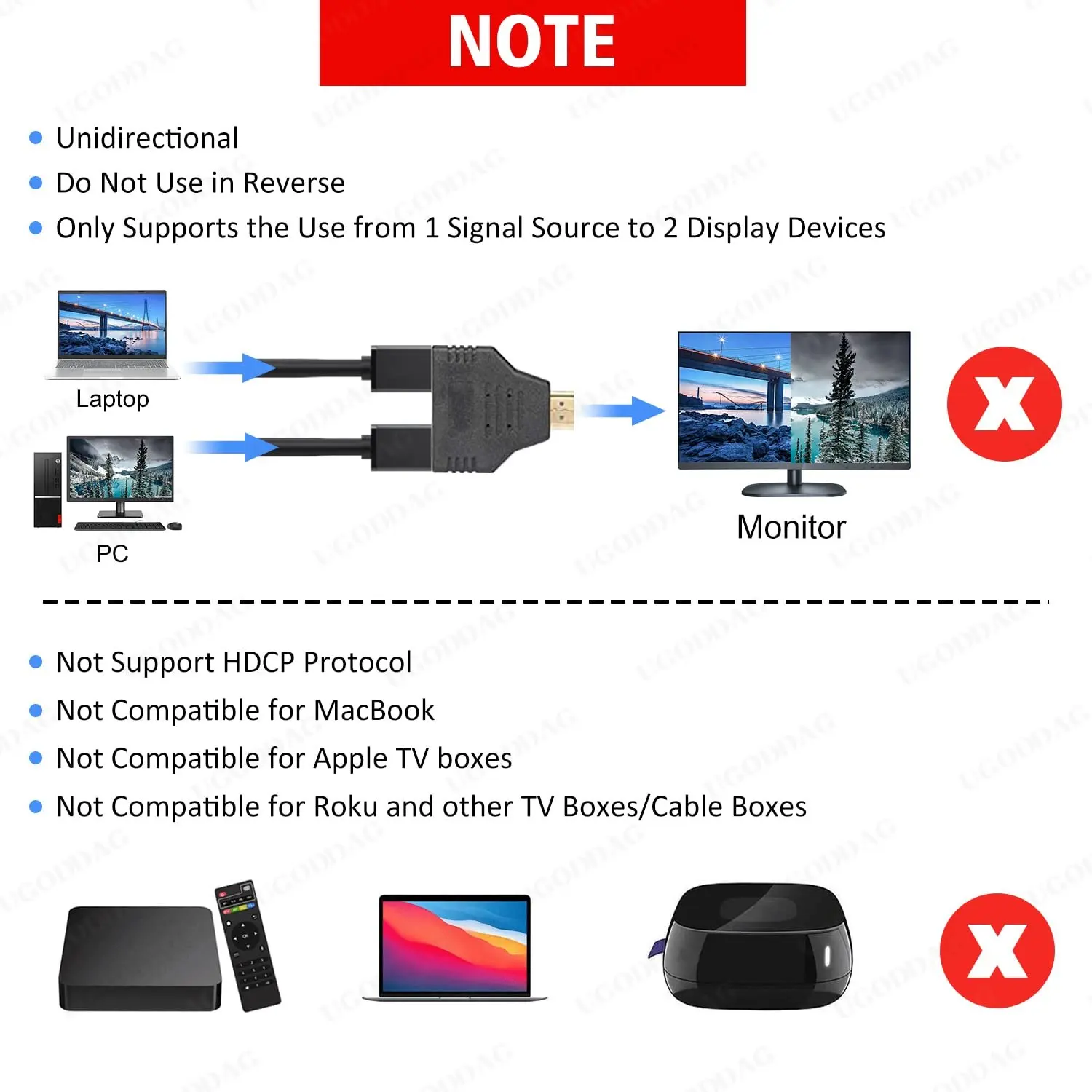 Adaptador HDMI Compatible con HDTV Dual chapado en oro, 1 a 2 HD macho a dos HD hembra, divisor de Video/Audio para HDTV