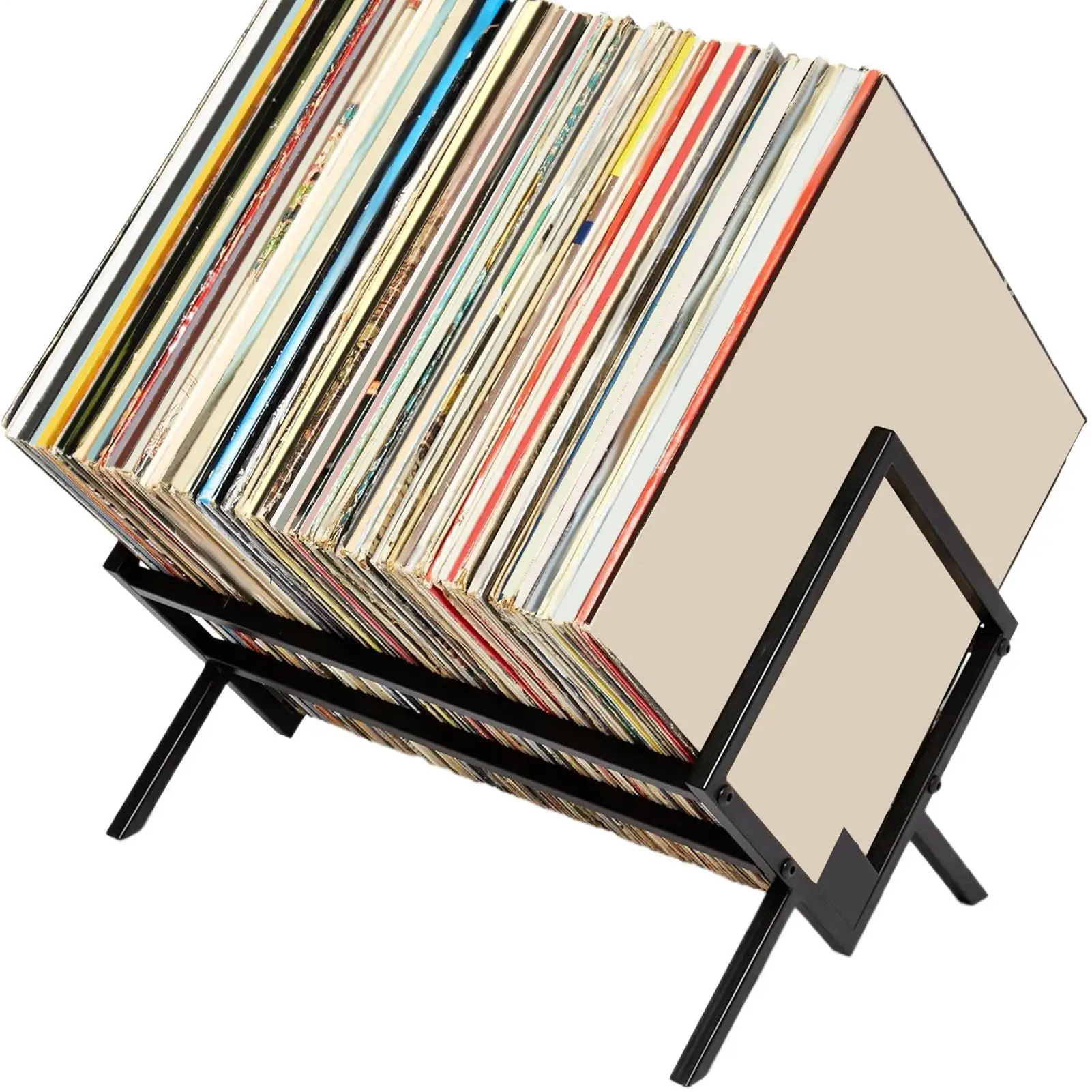

Record Stand Record Holder Stand Quick Assembly Desktop Album Organizer Rack For Audio Books Documents Magazines
