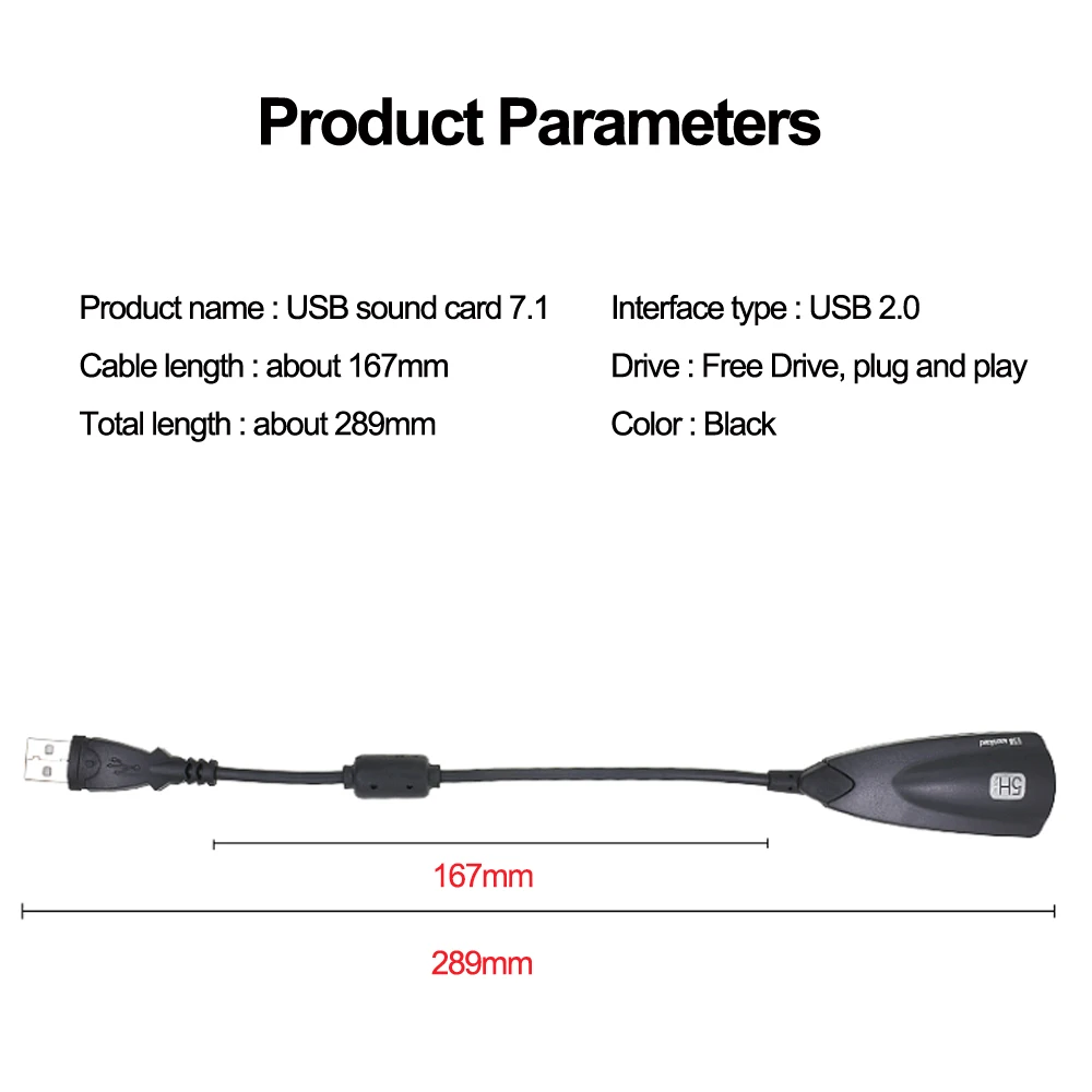 5HV2 Stereo 7.1 Channel With Cable Sound Card USB Stereo Audio Adapter Computer Games Dedicated External High-end Sound Adapter