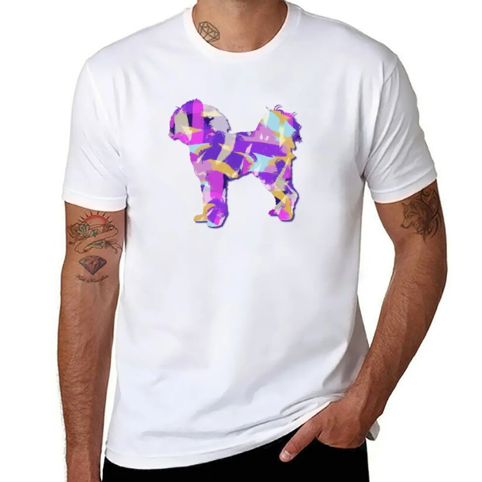 

Cavapoo Dog Silhouette Purple Pink Yellow Blue Design T-Shirt man tshirt cotton t shirts high quality T-Shirt