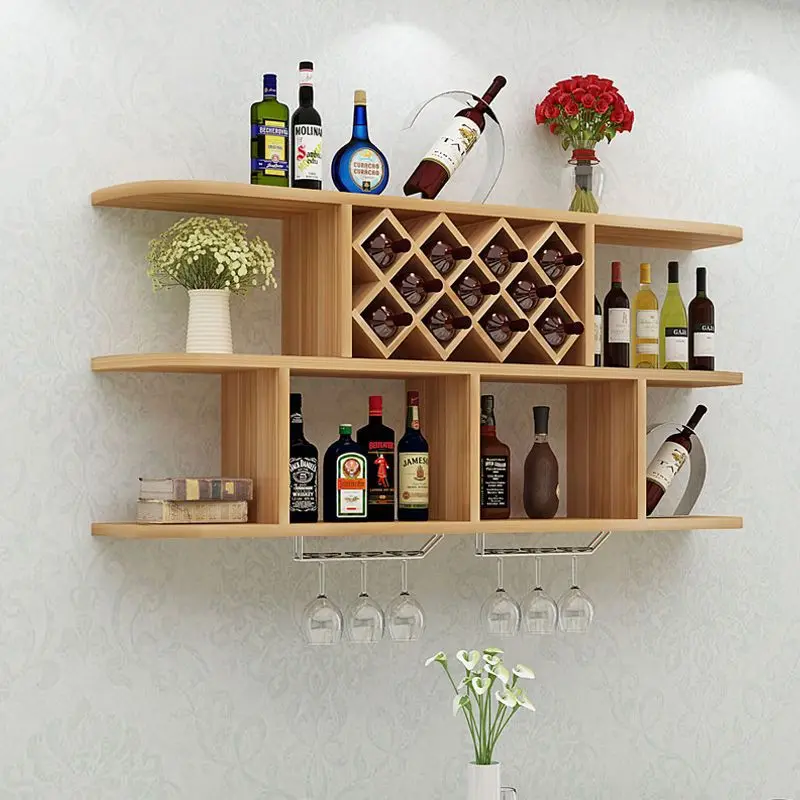 Modern simple wall hanging wine cabinet wine rack wall storage rack diamond wine compartment restaurant hanging wall hanging win