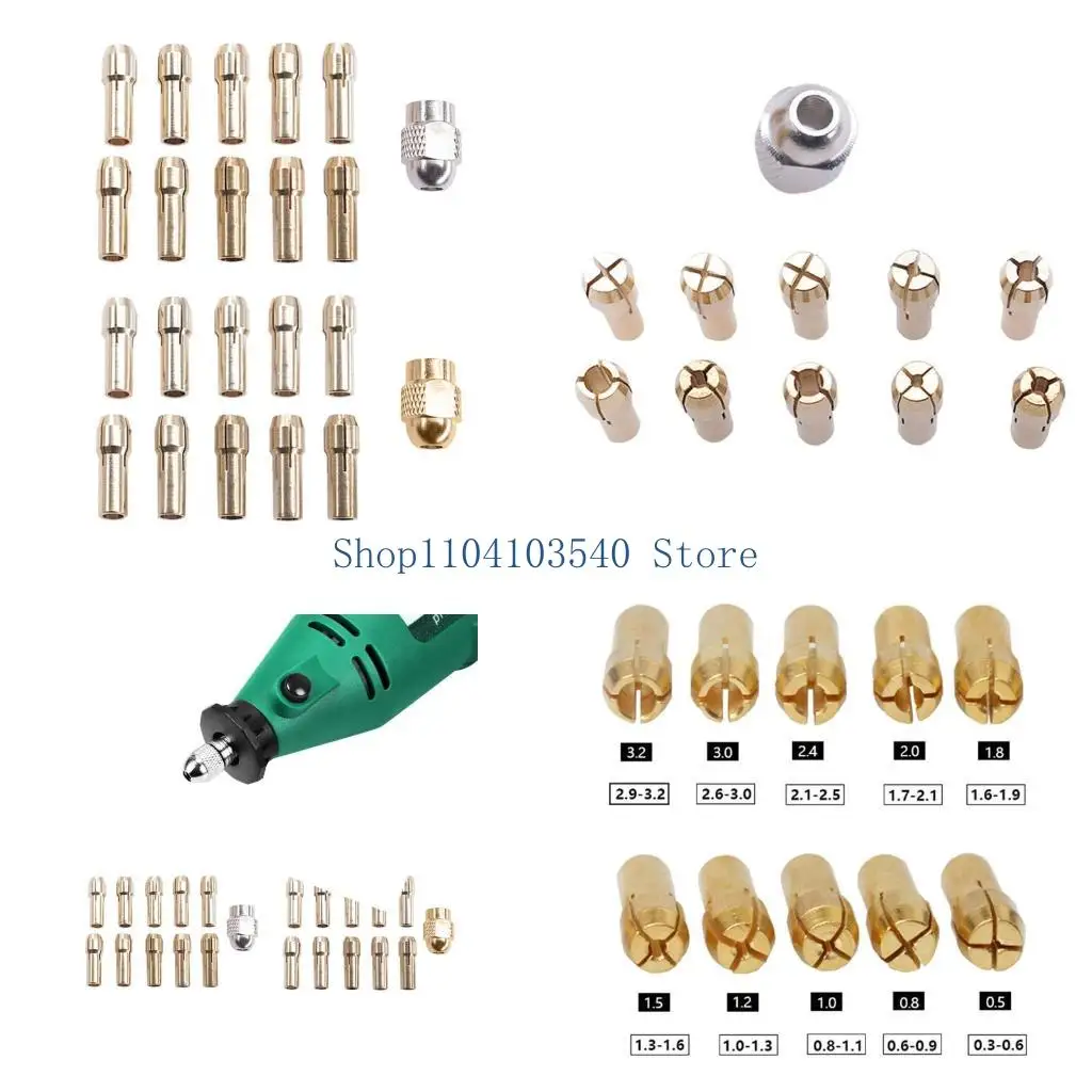 

02DC Durable Shiny Brass Collet Chuck For Rotary Tools Including 10Size 11PCS