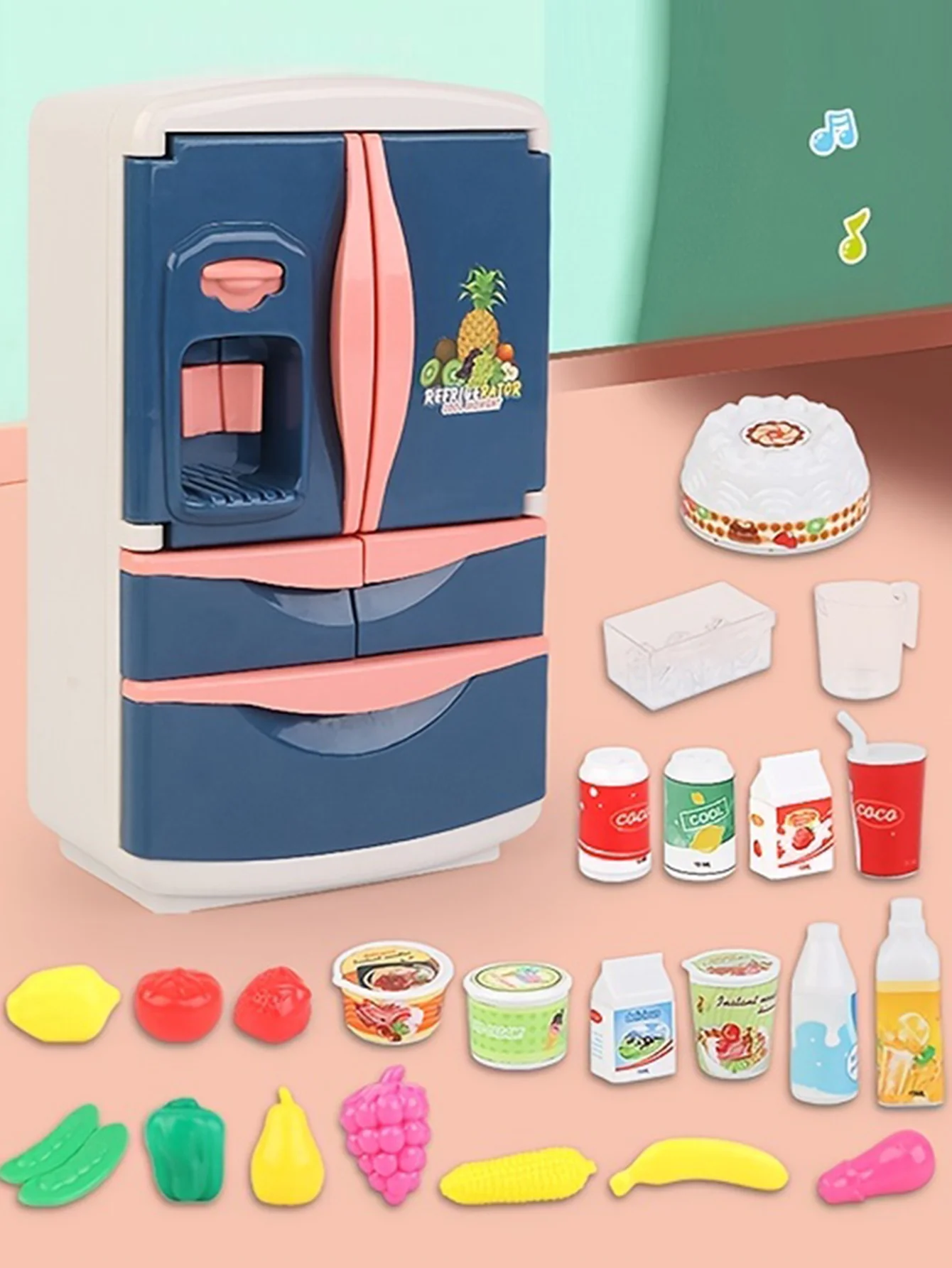 Rekoelkast Simulatie Speelgoed Voor Kinderen, Met Mist, Muziek & Verlichting, Keukens Koelkast Spelen Set Voor Kinderen, Indoor Game, Voor Jongens