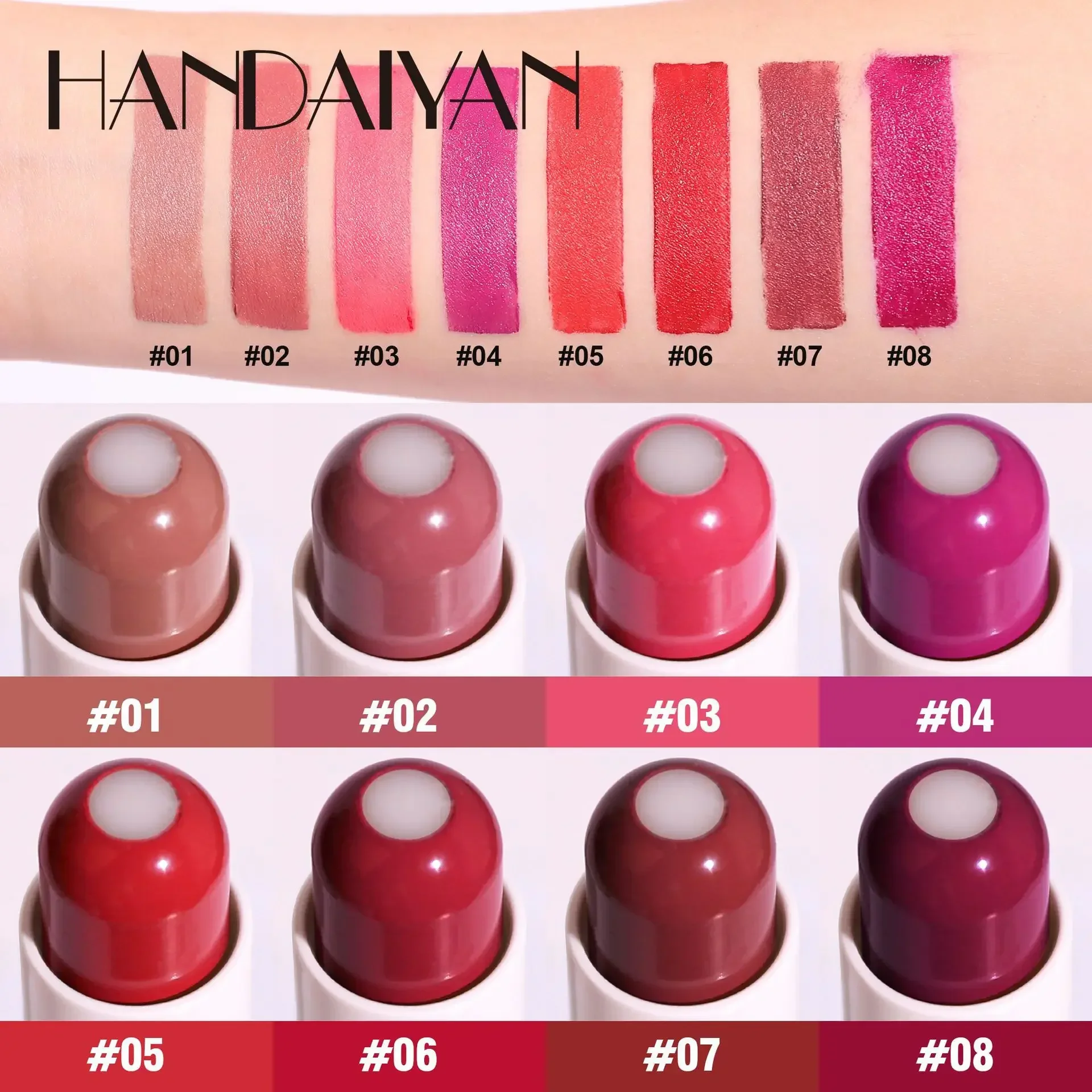 Batom nude 2 em 1, bálsamo labial vermelho fosco, hidratante, 8 cores, sanduíche, à prova d'água, longa duração, copo antiaderente