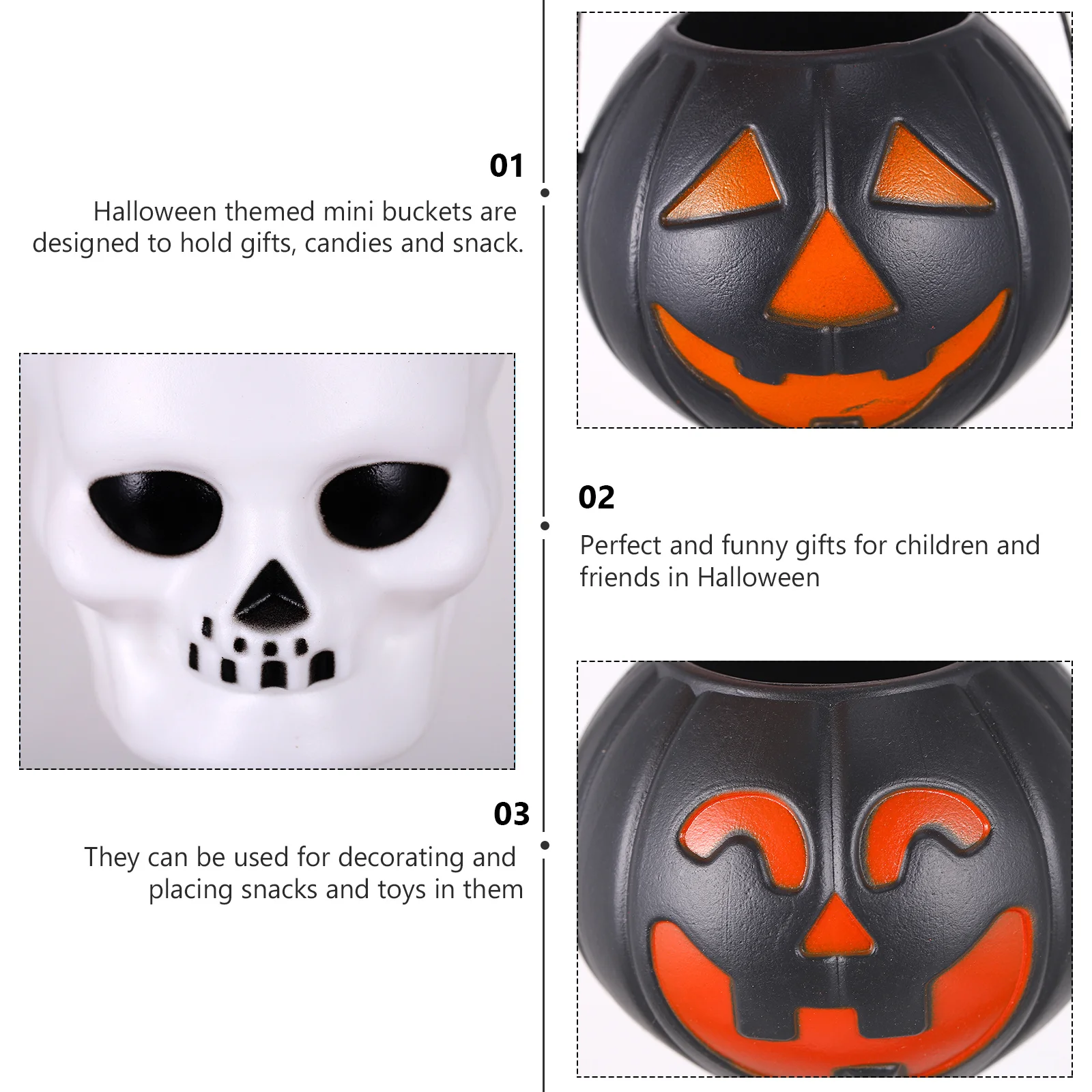 

18Pcs Halloween Small Candy Buckets Mini Portable Pumpkin Buckets Kids Candy Holders Party Decor Props Halloween Supplies