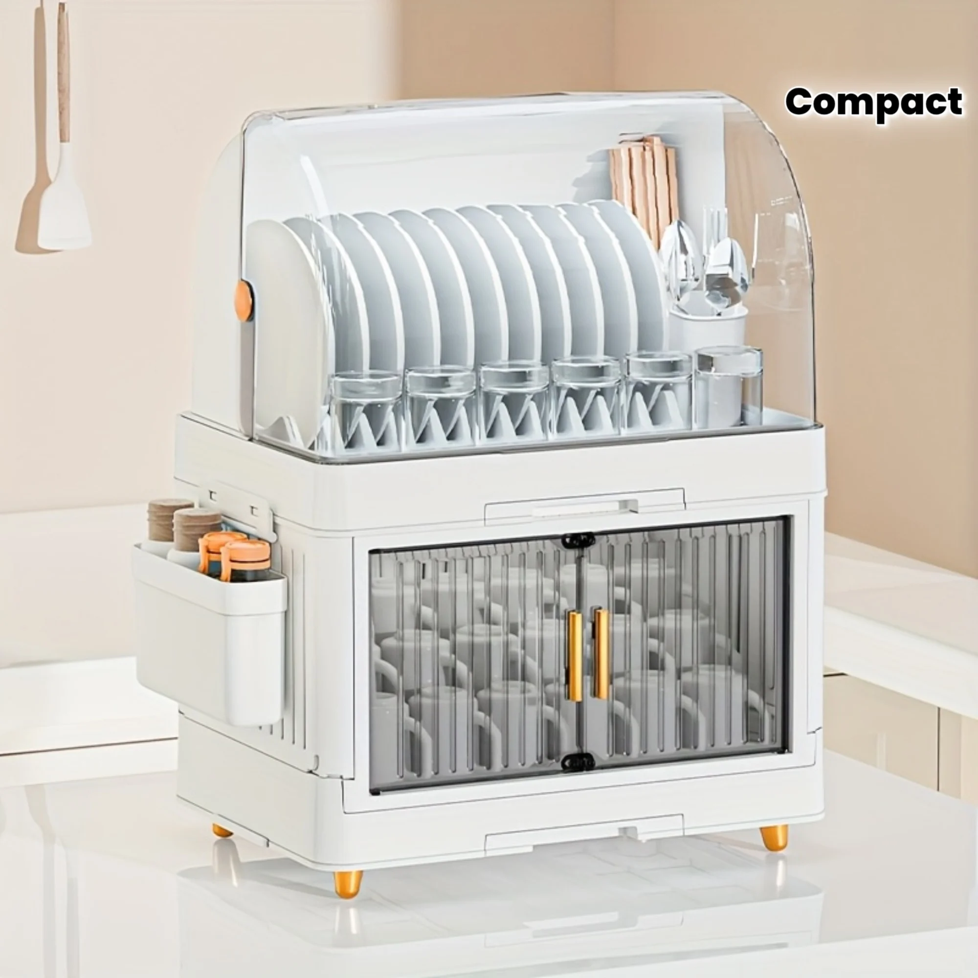 

Compact And Waterproof Kitchen Storage Solution Featuring a Flip-Top Lid - Versatile Plastic Dish Rack Suitable for Dishes