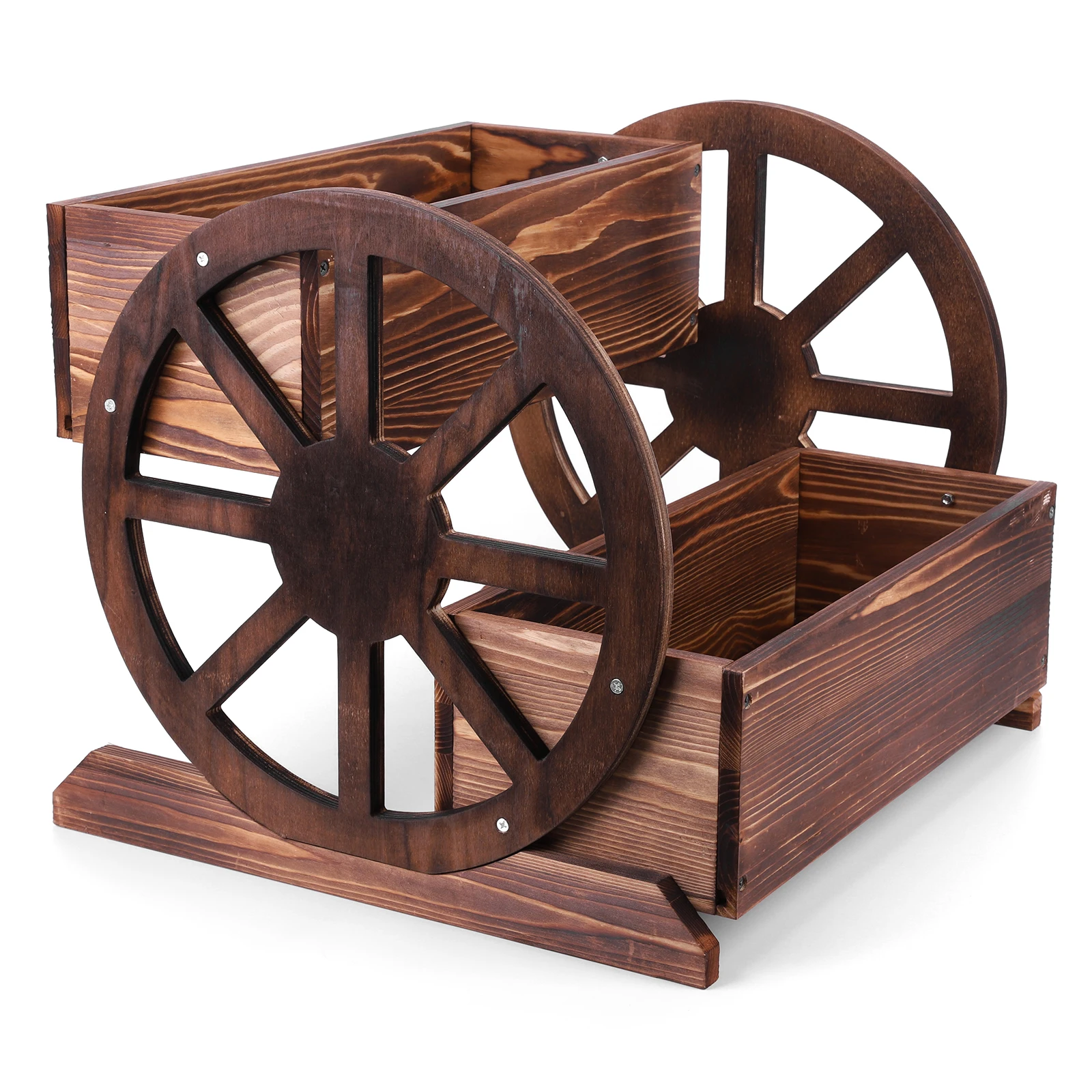 

Деревянная кашпо-тележка на колесах, декоративная, для цветов, для использования в помещении и на улице, для патио, сада, балкона, заднего двора