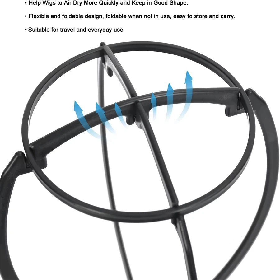 Supporto per parrucca in plastica Supporto per parrucca portatile Supporto per parrucca nero rosa Supporto per appendere parrucca Strumenti durevoli per l'esposizione dei capelli Accessori per parrucche