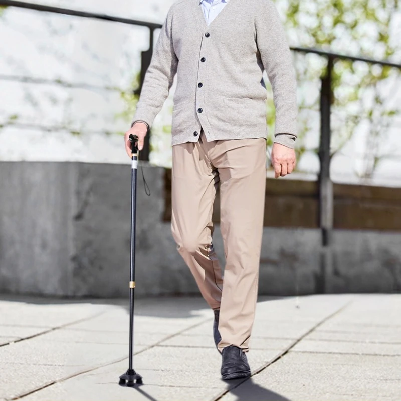

LED Light Folding Walking Stick Adjustable Height Anti-Slip Collapsible Crutch Walking Cane for Elderly Lightweight Men's Crutch