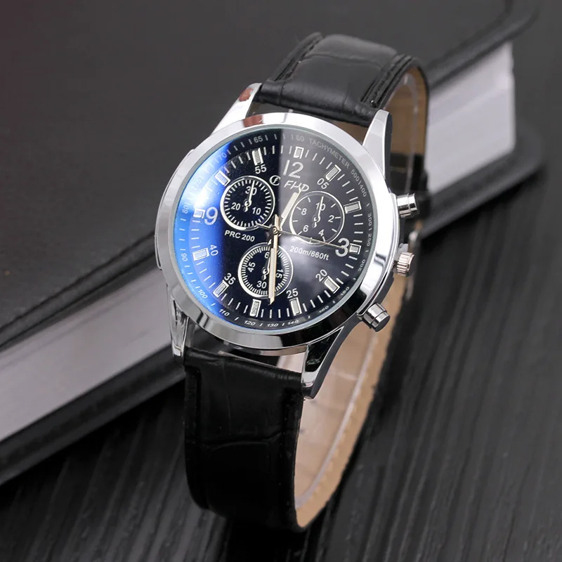 Blue Light Glass Classic Wrist  Watch Three-Eye Dial Non-Mechanical Sapphire Mirror Quartz Watch Fashion Business Watch