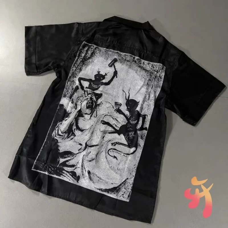 Summer Casual Loose ERD Shirts Portrait Print Hawaiian Short Sleeve Black Enfants Riches Deprimes Shirt Men Women Tops