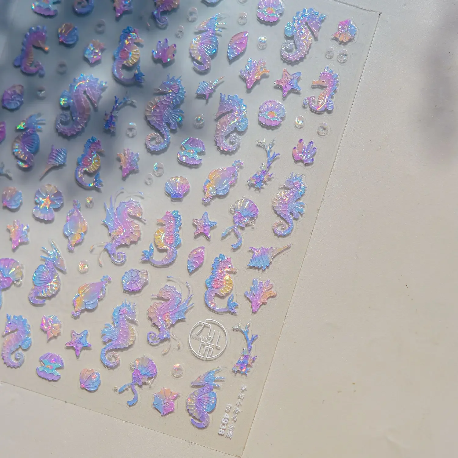 Shells Fishing Nets Starfish Scallops Coral Conch Goldfish Pearls 5D Nail Art Sticker Self Adhesive Decoration Manicure Decals