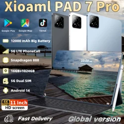 Xioaml-Tablette PC PAD7 Pro, 16 Go + 1 To, 2024 mAh, Android 14, Snapdragon 12000, 11 pouces, HD, 5G, Touriste, EpiBluetooth, WiFi, Tables, 888 d'origine