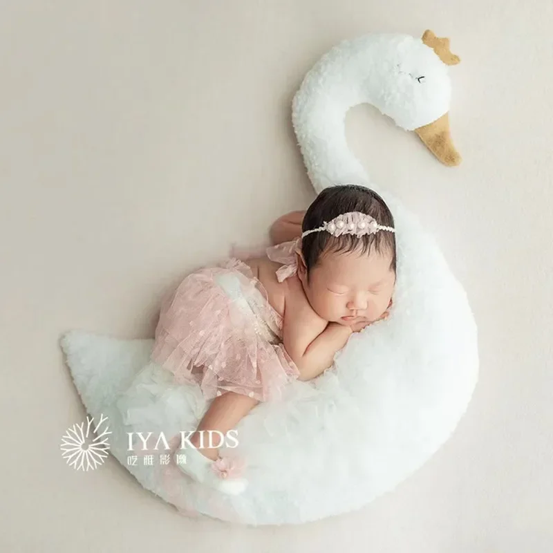 ️Newborn Photography Clothing Headband+Dress+Shoes Studio Baby Girl Photo Accessories Swan Props Babi Shoot Clothes