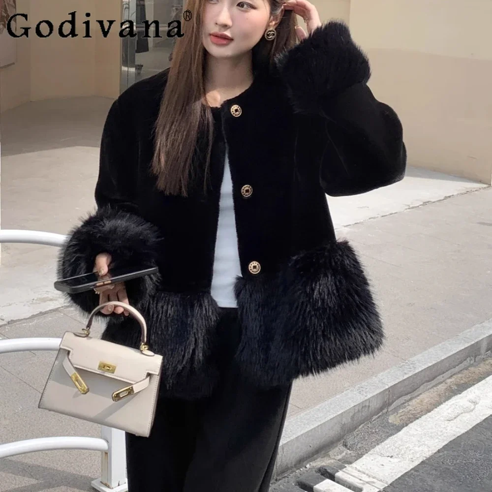 

Xiaoxiangfeng Jacket Women's Winter Elegant Chinese Imitation Fur Environmentally Friendly Fox Hair Black Mink Coat Women Jacket