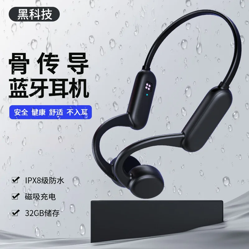 

32G Memory New Long Battery Life Non-in-ear Wireless Running Sports Cycling Real Bone Conduction Bluetooth Headset