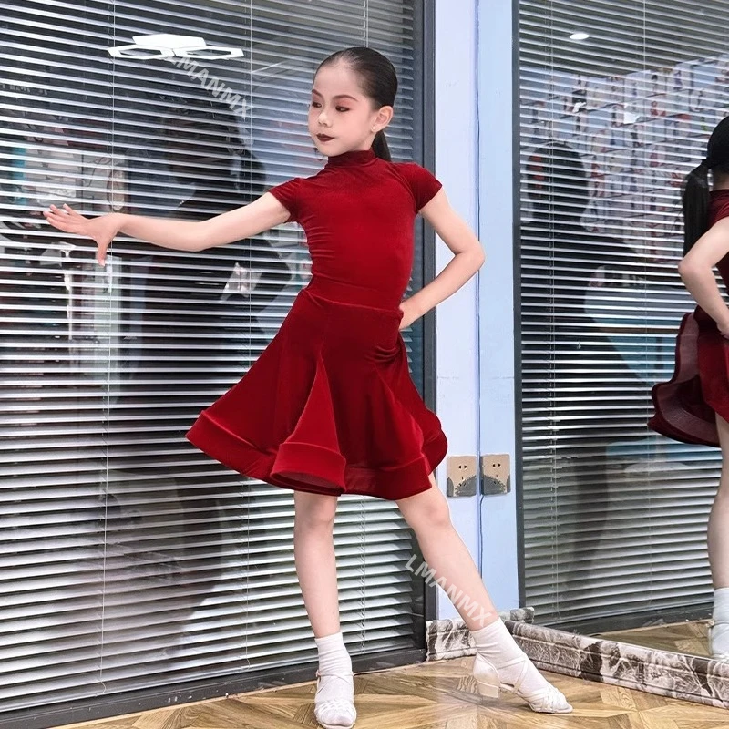 ชุดเต้นลาตินสำหรับเด็ก แขนสั้น รุ่นใหม่ สำหรับฤดูร้อนและฤดูใบไม้ร่วง ชุดฝึกซ้อม