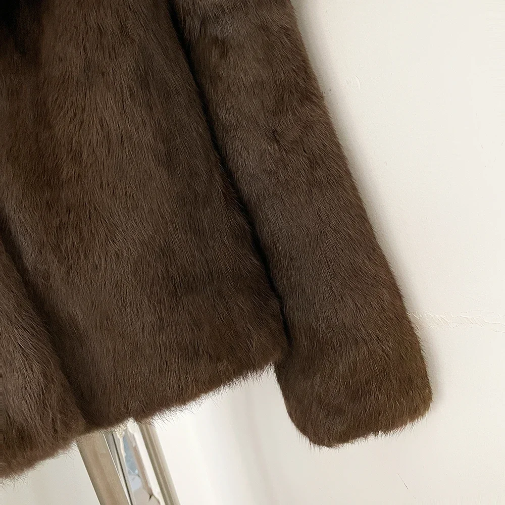 OFTBUY Großer Revers-Kurzmantel aus natürlichem Kaninchenfell, Damenmantel aus echtem Kaninchenfell, luxuriöse, modische, warme Winterkleidung für Damen – Detail 8