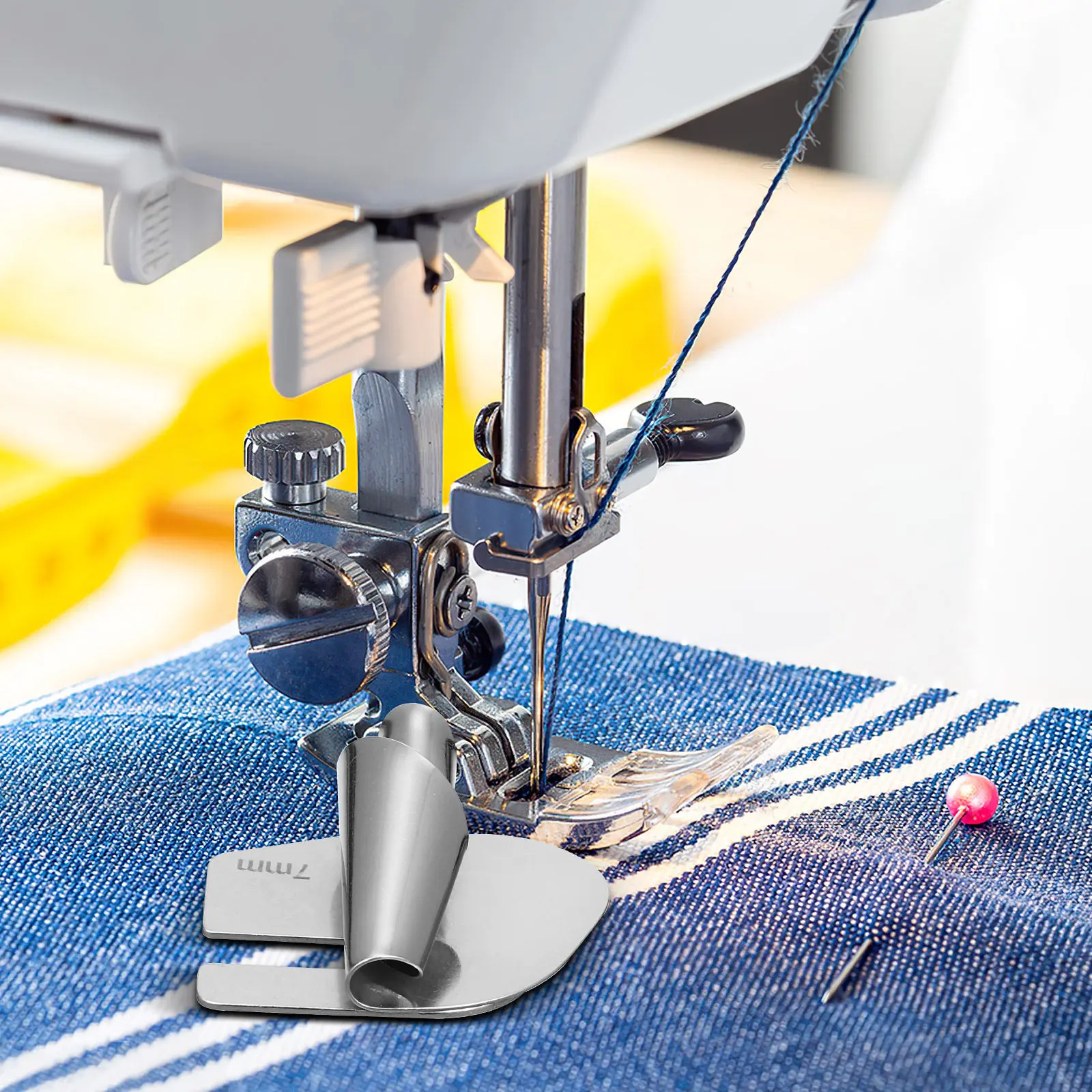 

6Pcs Sewing Machine Presser Feet Universal Rolled Hem Foot Stainless Steel Smooth Binder Attachment for Delicate Heavy-Duty