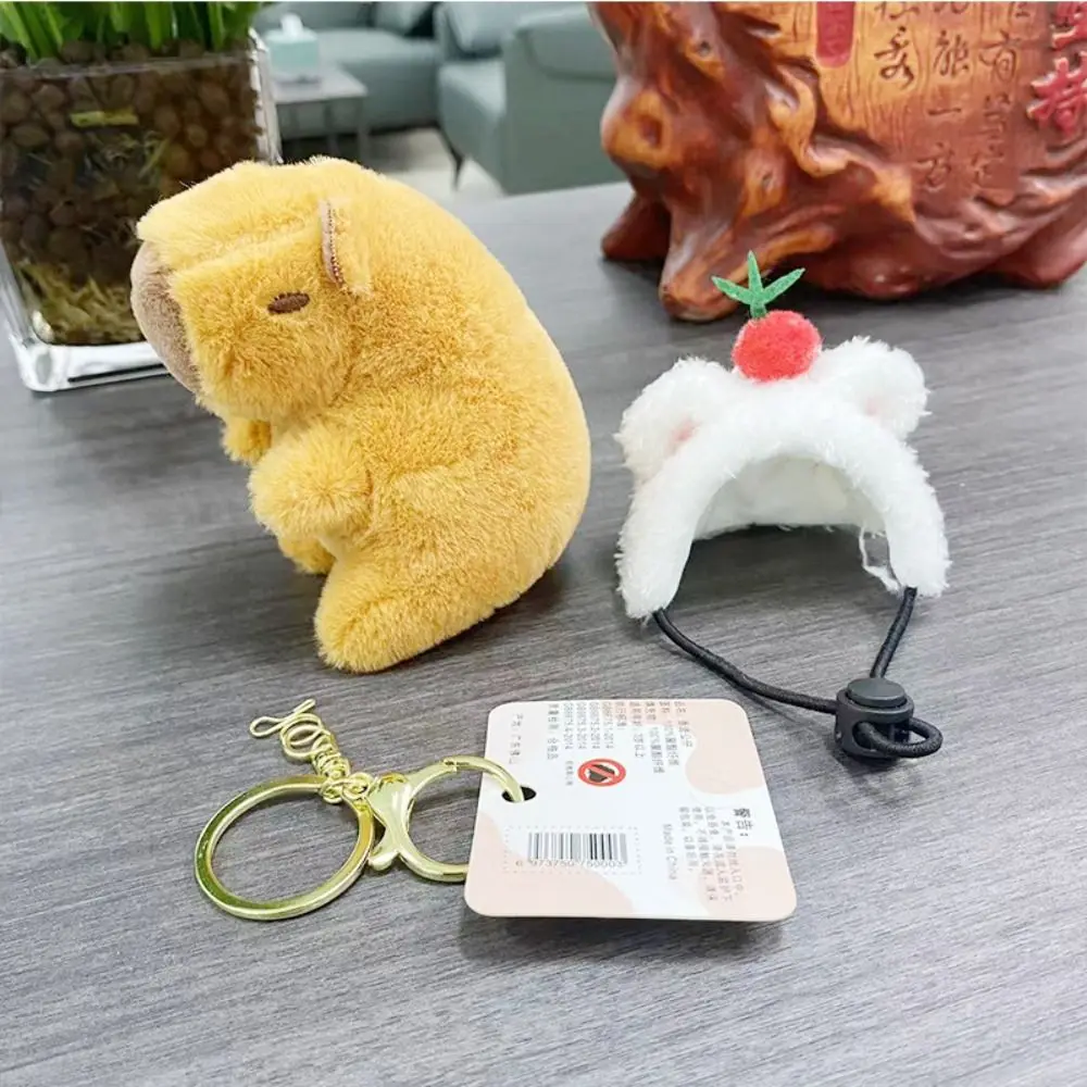 Detachable Head Cove Capybara Keychain Casual Plush Stuffed Soft Bag Pendant Toys Cartoon Fluffty Doll Keyring Student