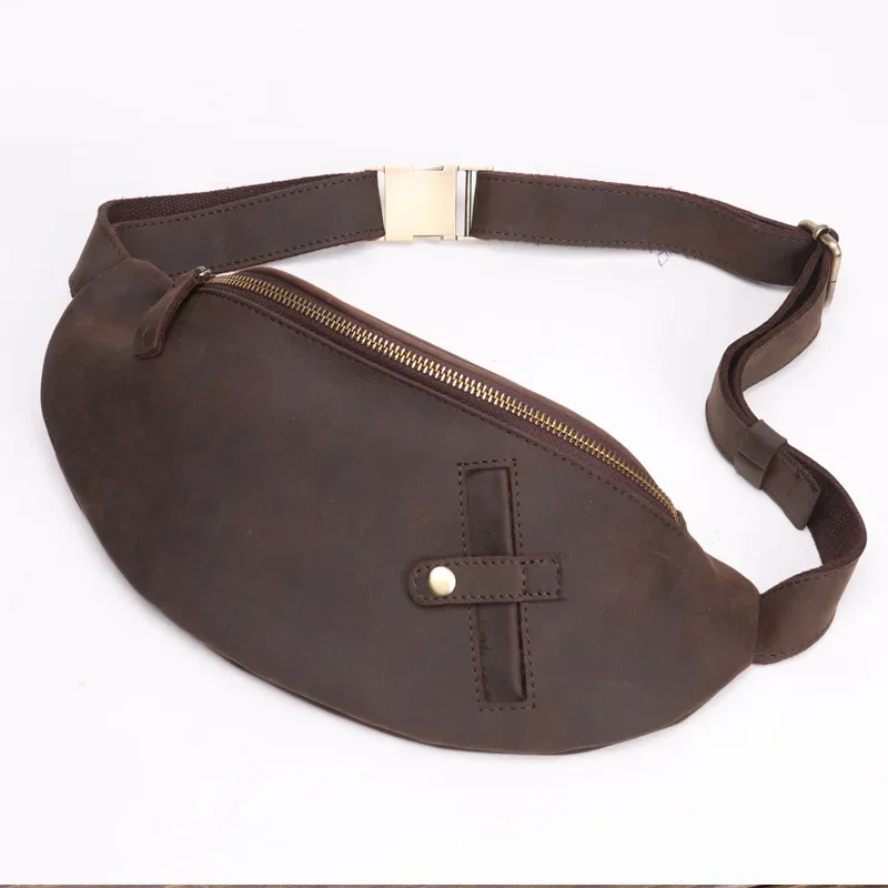 Sac de taille en cuir de cheval Elin pour hommes et femmes, couche de cuir de vachette, sac à main pour téléphone portable, sacs à bandoulière décontractés en plein air