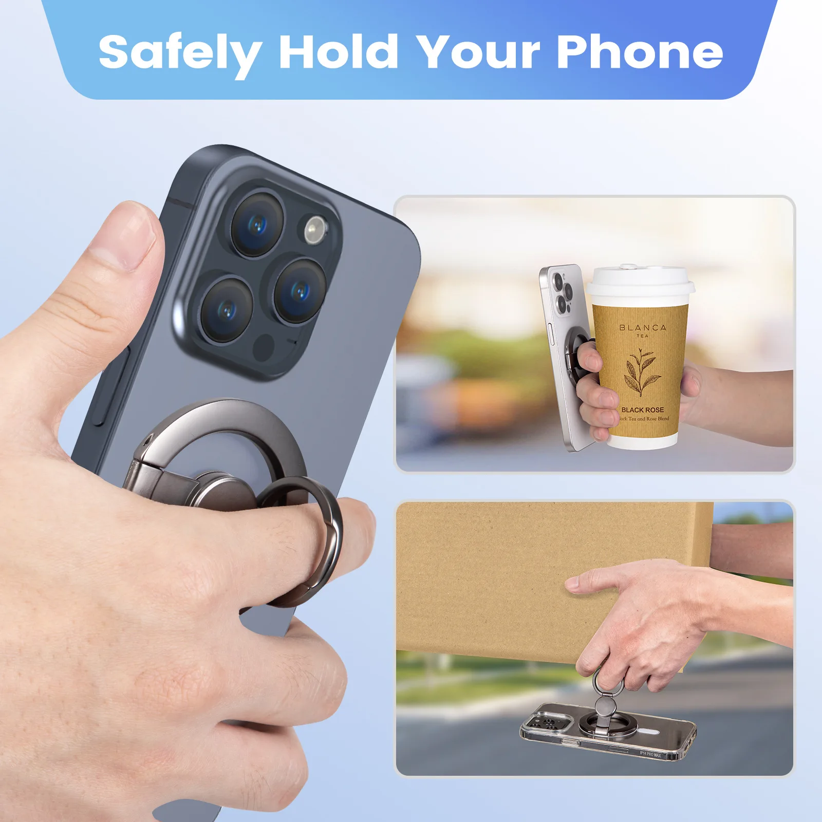 Składany uchwyt na telefon z pierścieniem na palec, magnetyczny stojak na smartfona i fidget spinner kompatybilny z MagSafe do iPhone 17 16 15 14 13 12 Pro Max