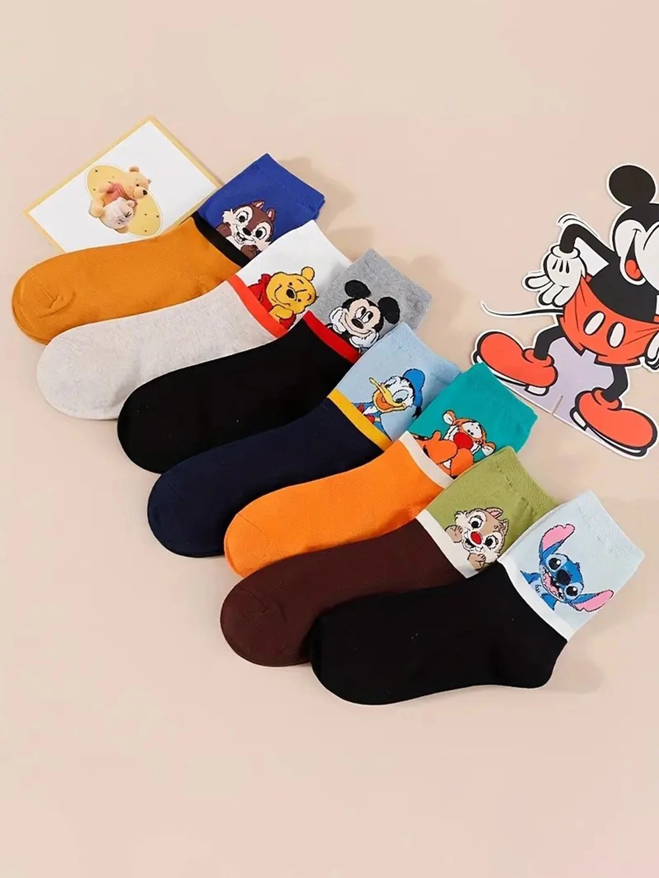 14/21 Pairs miniso السيدات منتصف العجل الجوارب الكرتون أنيمي ديزني موضوع النمط الأكاديمي الياباني لطيف جديد المرأة الجوارب #4