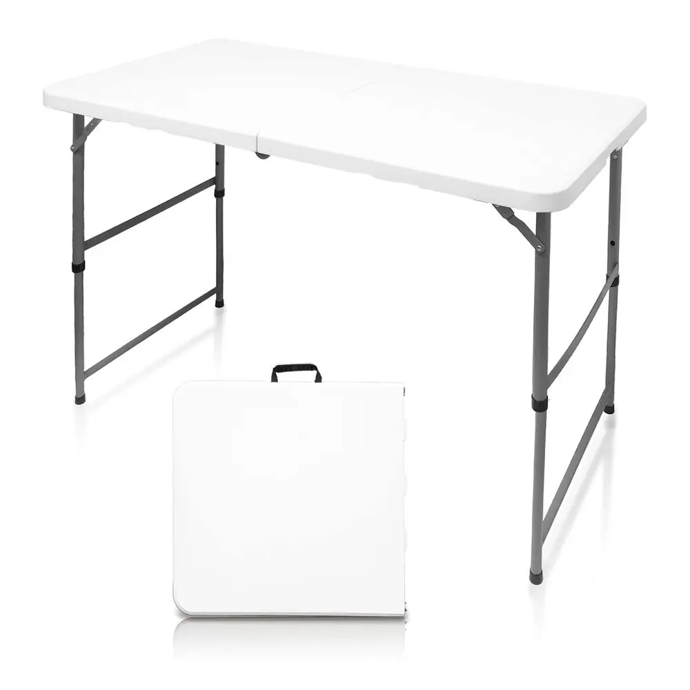 

Folding Table Height Adjustable Fold in Half Portable Utility Table with Handle, Lightweight Plastic HDPE Folding Table for Ind