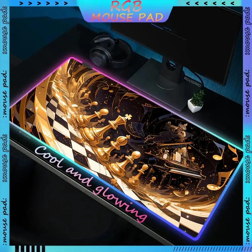 

Chess RGB LED Backlight XXL Mouse Pad Cool Mouse Pads Rubber Non-slip Computer Pad Large Size Game Accessories Keyboard Desk Mat