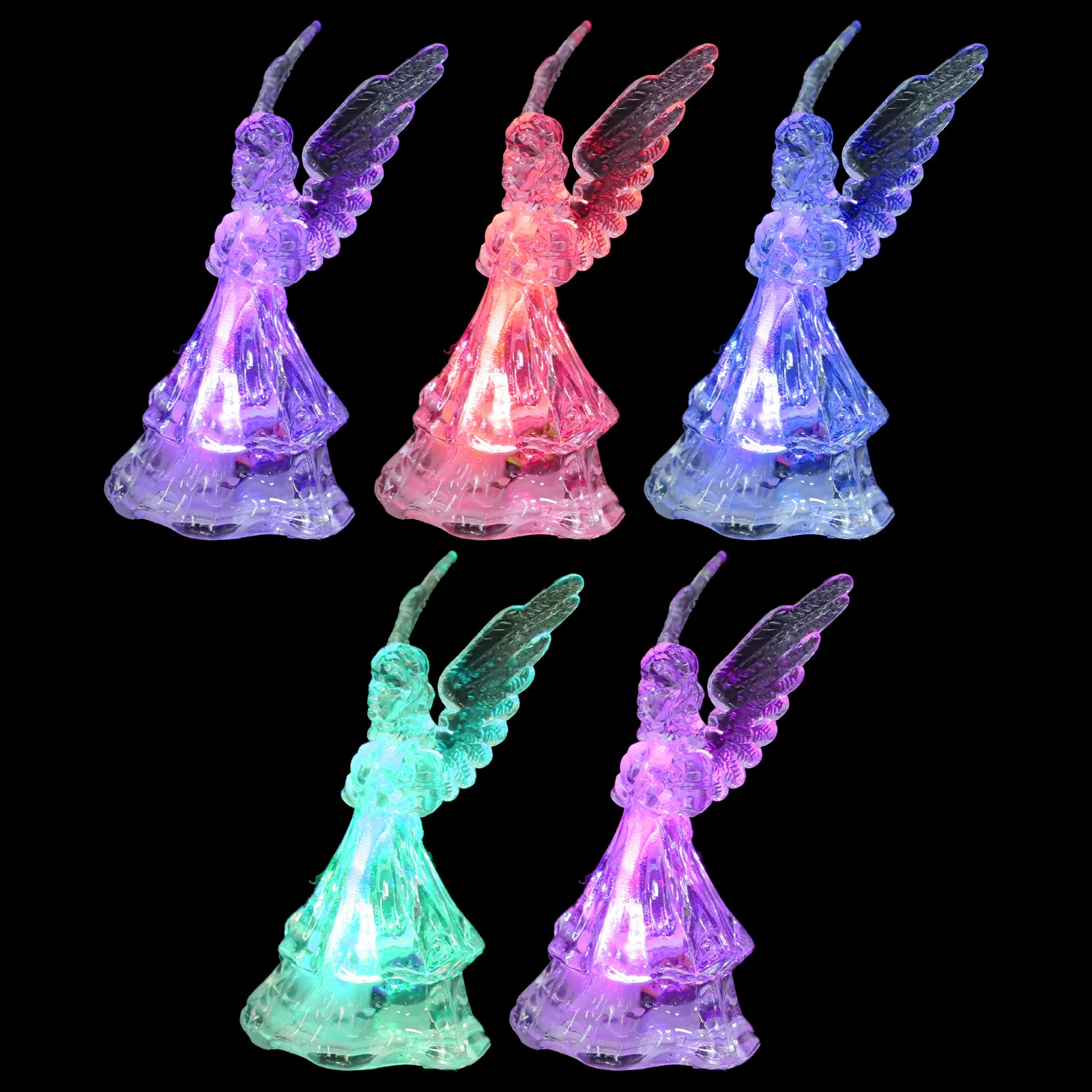 

5pcs Night Lamp Luminous Angel Decor Acrylic Xmas Gift For Home Party Bar Christmas Decorative Shaped Lamp