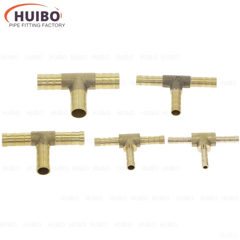 Brass Splicer Pipe Fitting T Shape 3 Way Hose Barb 4 6 8 10 12 16mm Copper Barbed Connector Joint Air Water Oil Coupler Adapter