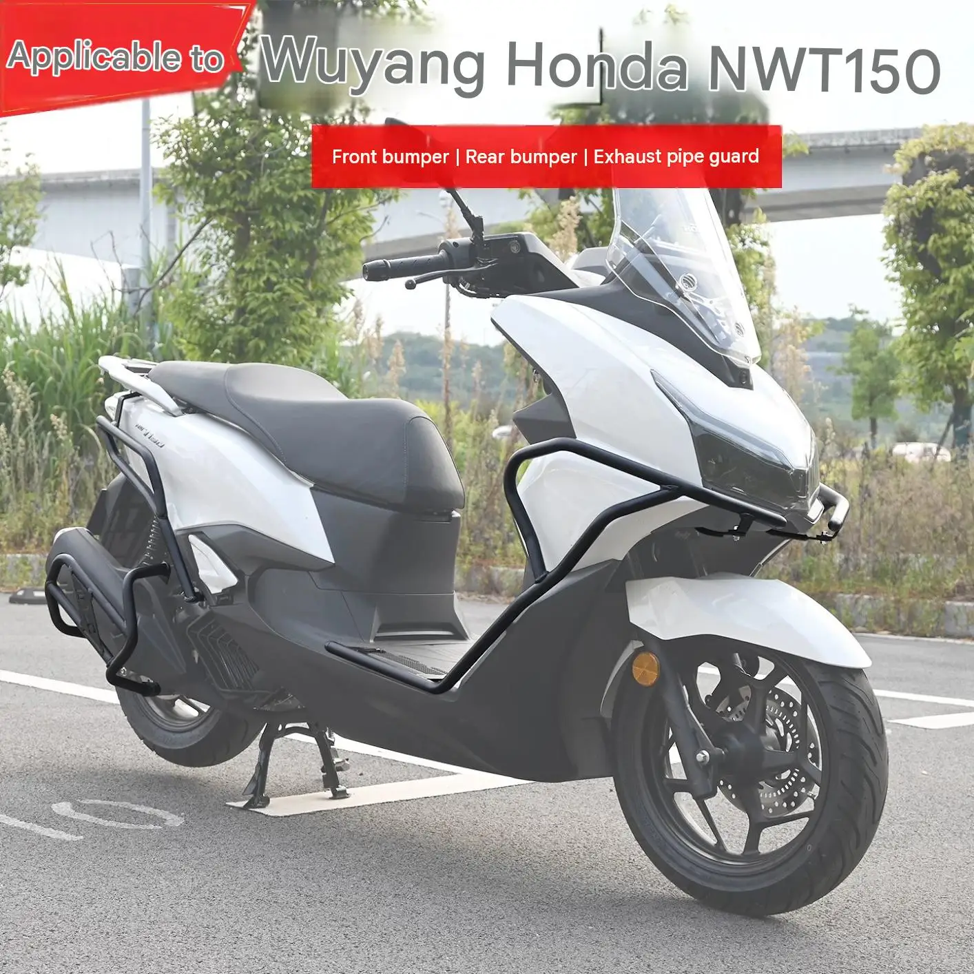 For Honda NWT150 Front & Rear Crash Bars - Reinforced Welded Structure Vibration-Free Impact Dissipation Motorcycle Safety