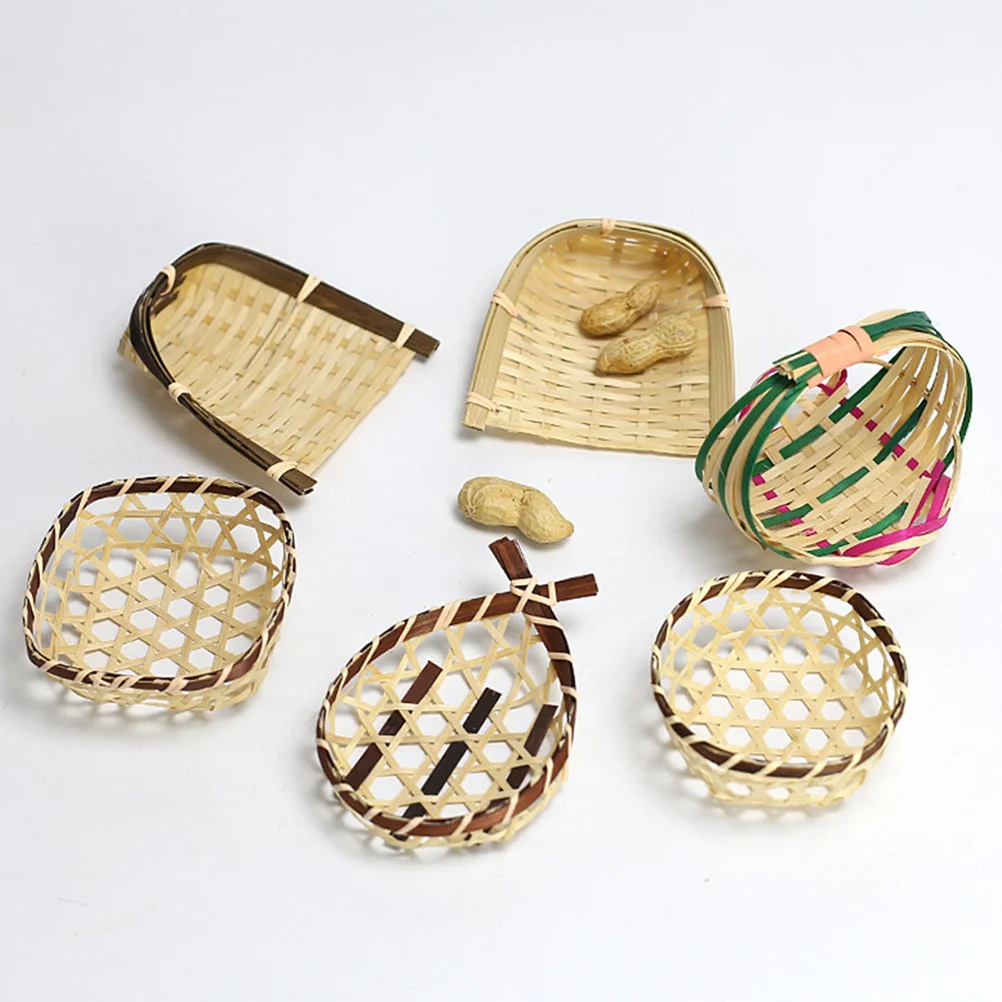 

8Pcs Bamboo Woven Baskets Decorative Storage Mini Fruit Basket Photo Props Ecofriendly Bamboo Basket Photo Props
