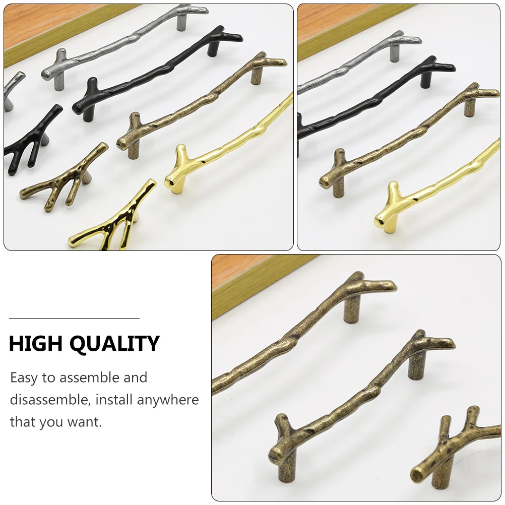 

4 Pcs Branch Handle Pull Knobs Unique Drawer Pulls Decorative Cabinet Modern Zinc Alloy Cabinets Door Wardrobe
