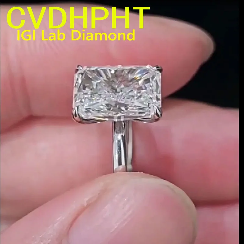 

Real Au585 14K White Gold Ring Lab growing dimaond ring IGI Radiant shape D VS1 Wedding ring engagement ring