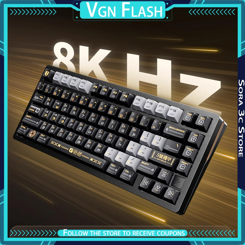 

Vgn Flash Магнитная ось Клавиатура Прокладка Структура Алюминиевый сплав Горячая замена 8k 0,1 мс Сверхнизкая задержка Пользовательская игровая клавиатура