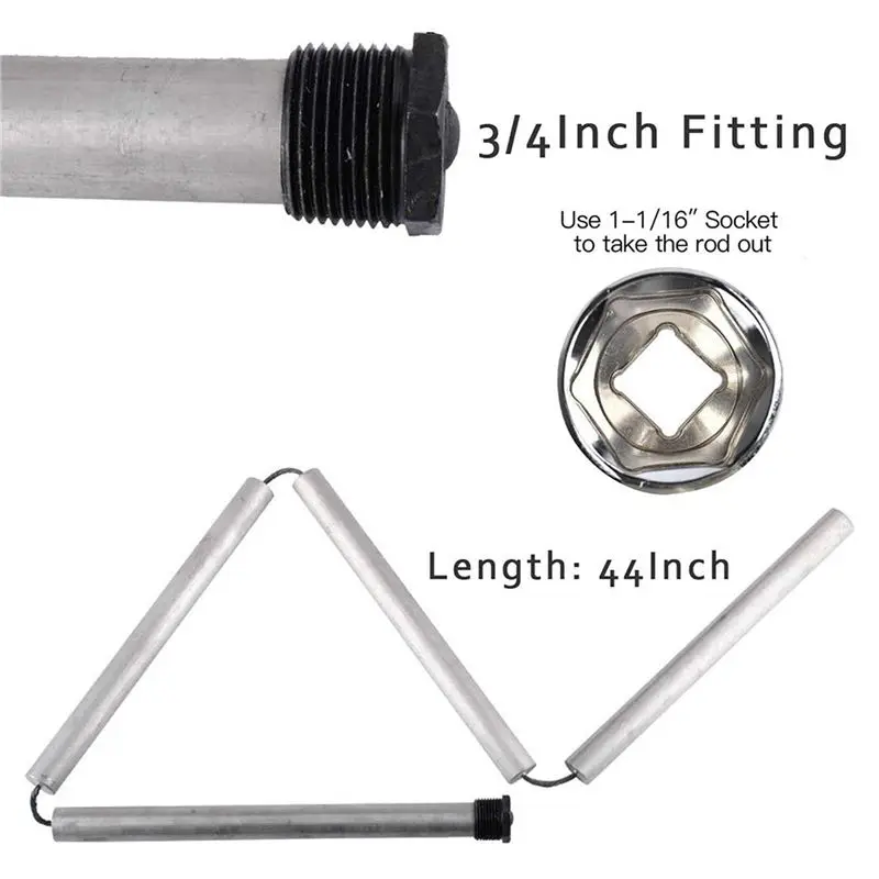 AB56-2X RV Water Heater Magnesium- Flexible Anode Rod 3/4 NPT Threaded Belt Hex Sleeve Tool Water Heater Anode Magnesium- Rod