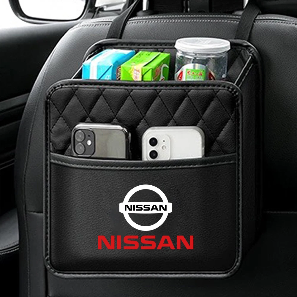 1pcs PU Leather Car Storage Bag Auto Seat Back Organizer  For Nissan Qashqai J10 J11 Juke 2 Micra K12 K14 Leaf X-Trail T32