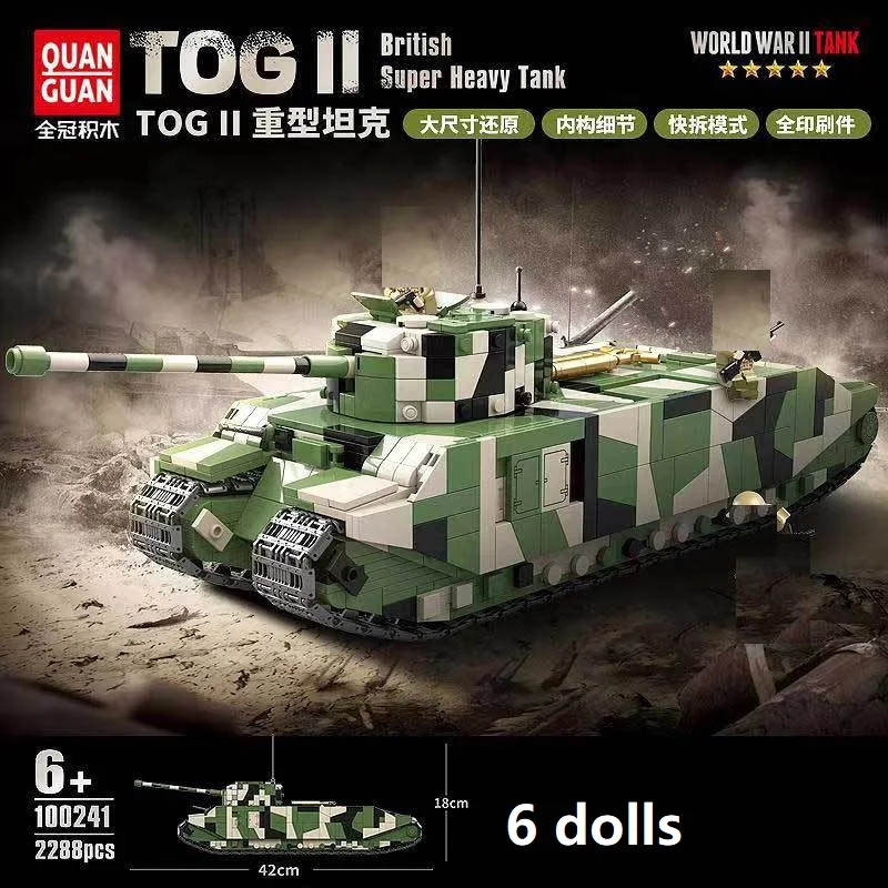 

2288pcs Military Assembly Building Blocks MOC British Army TOG II Heavy Armor Dog Tank Model Educational Toy Gift for Boys
