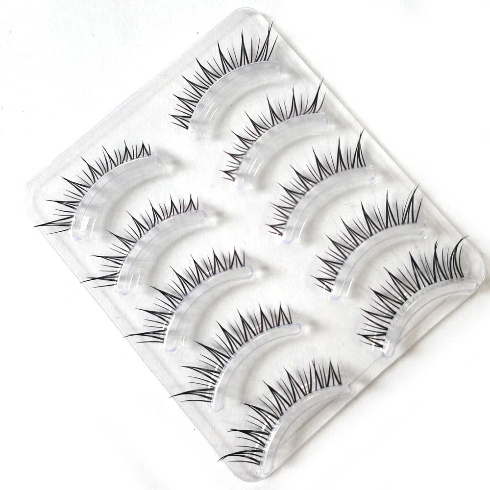 ICYCHEER 5 Pairs Natural Fox Eye False Eyelashes Fairy Comic Eye Manga Lashes Invisible Band Soft Natural Eyelashes Extension