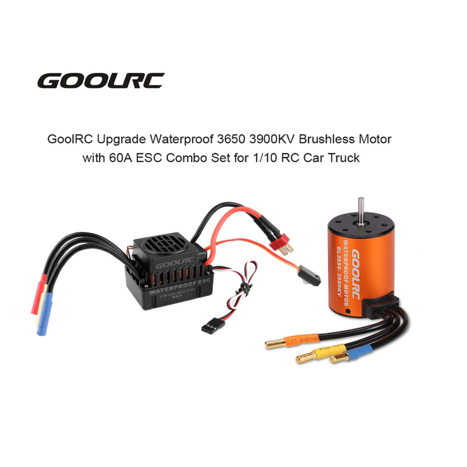 GoolRC ترقية محرك بدون فرشاة مقاوم للماء 3650 3900KV مع مجموعة كومبو 60A ESC لشاحنة سيارة RC 1/10