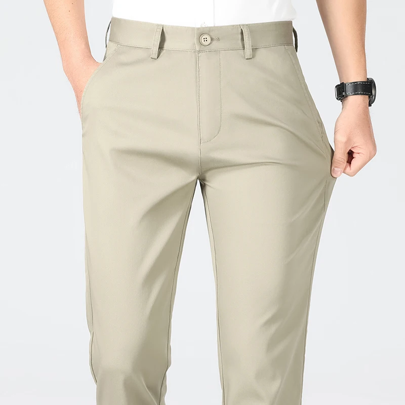 

Summer Thin Men's Casual Pants Classic Business Straight High Waist Office Suit Trousers Elastic Comfortable Brand Men's Clothes