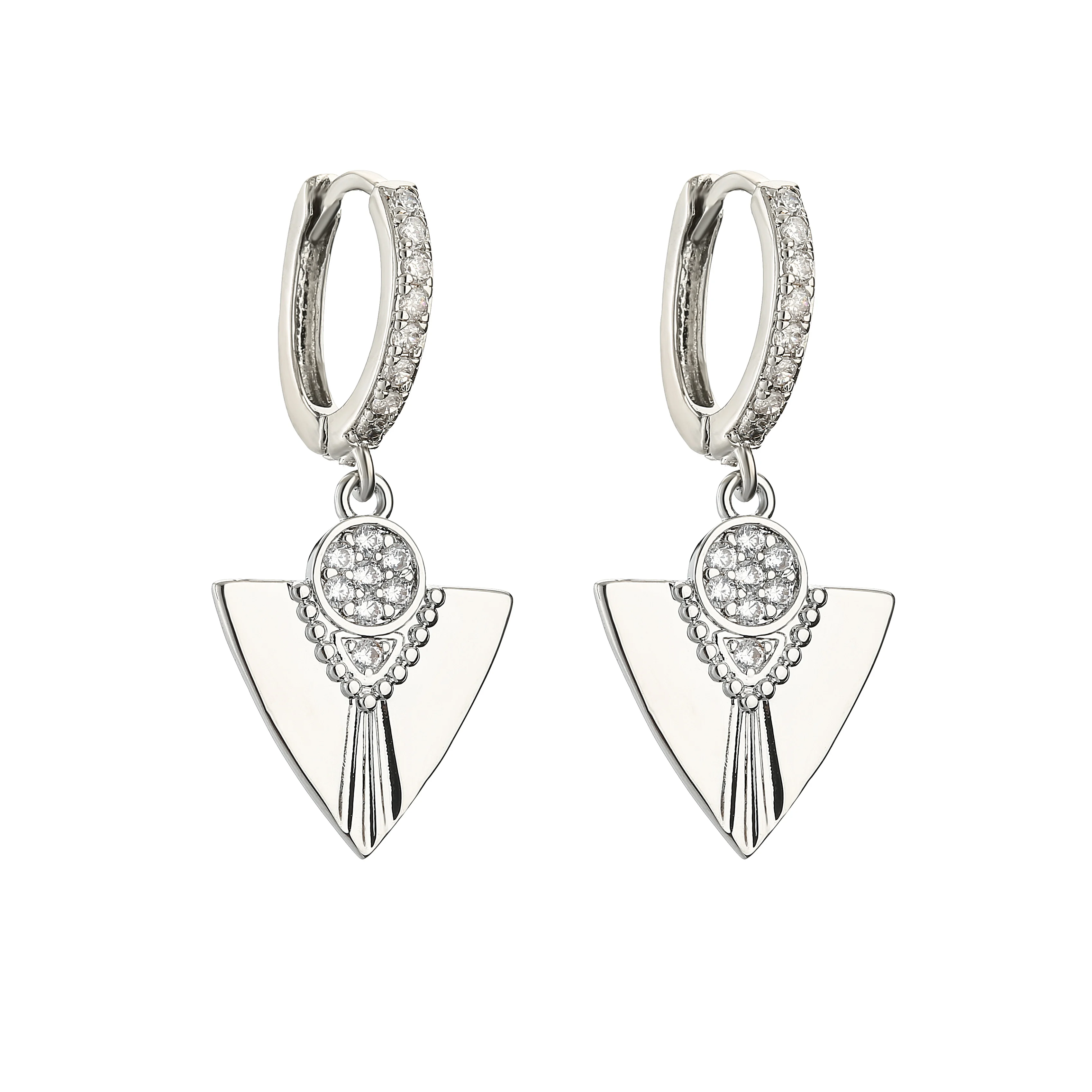 HECHENG,CZ 18k Plated Drop Dangle Hoop Earrings For Women Lady Fashion Personality Brass Jewelry Gift Party