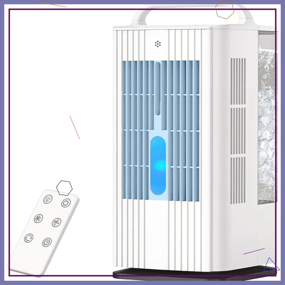 4-in-1 Portable Air Conditioner: 1700ml Tank, 120° Oscillation, Remote Control, 3 Speeds & 7 Lights, Timer for Bedroom — Generic