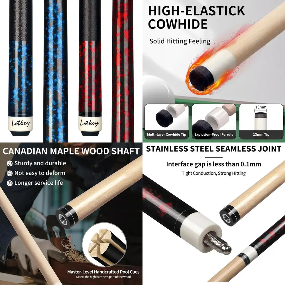 

Набор кий для бильярда для взрослых: прямые кии из канадского клена 58 дюймов, вес 18-21 унция, для домашнего пула