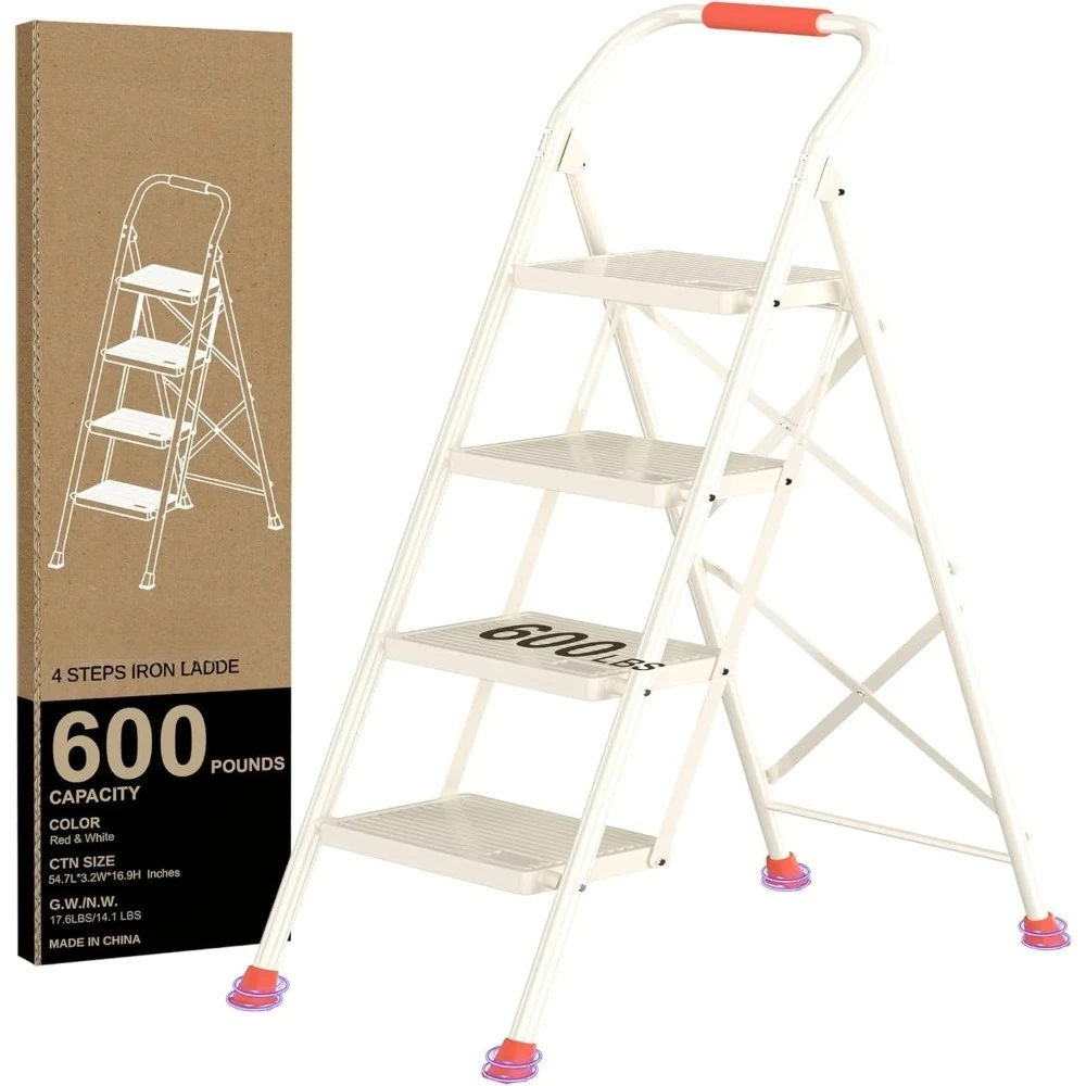

Складная 4-ступенчатая лестница с поручнями, усиленная, для кухни, для взрослых, грузоподъемность 600 фунтов