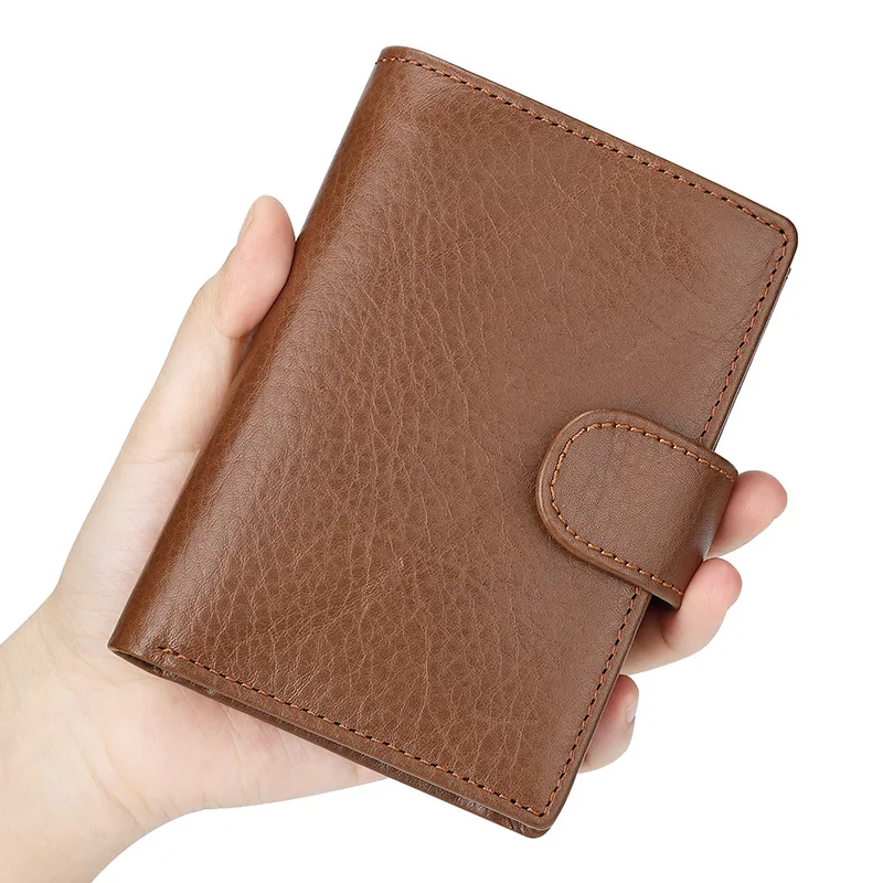 BISON DENIM Real Leather Trifold Wallet For Men RFID Slim Trifold Wallets Credit Card Holder ID Window Coin Pocket Best Men Gift