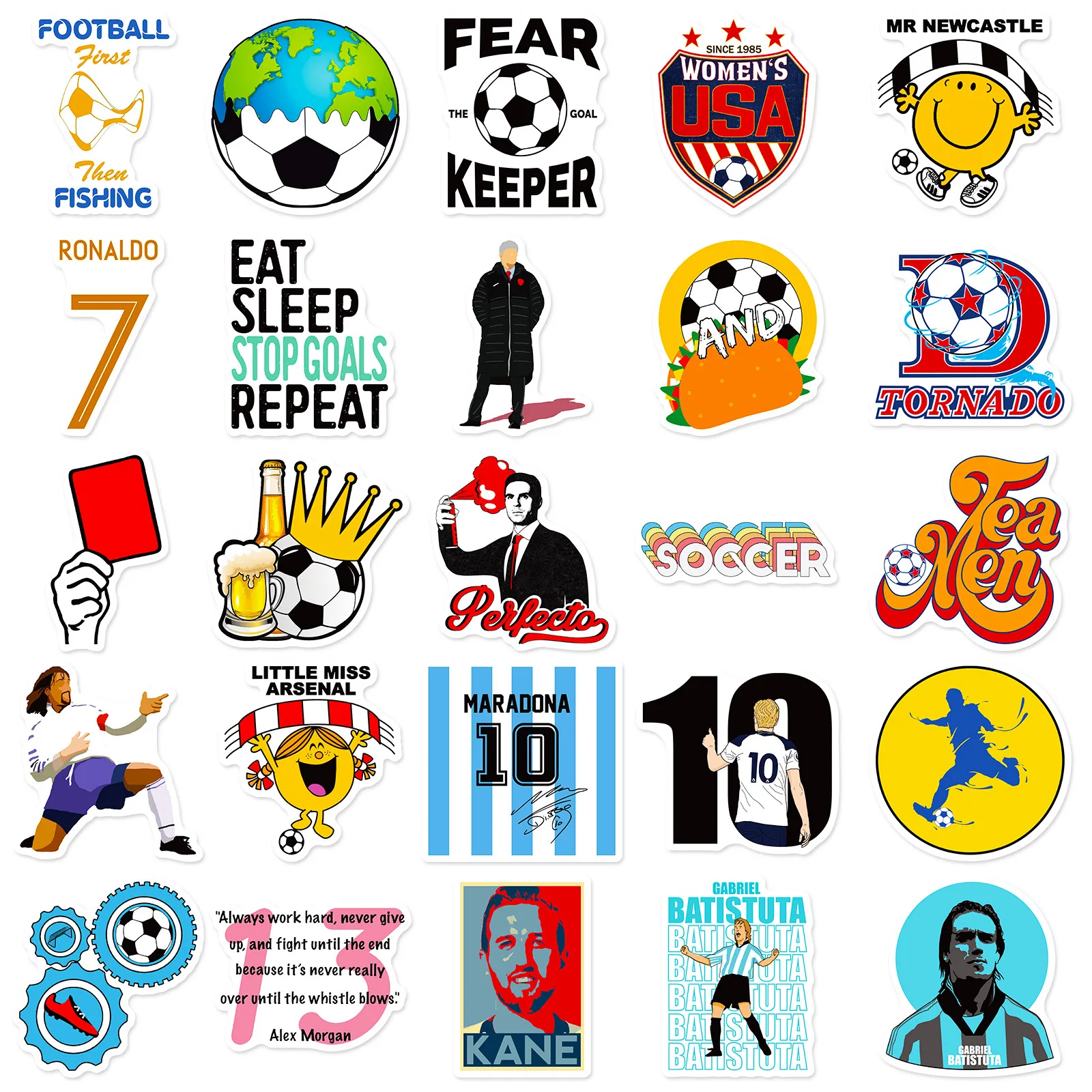 10/30/50PCS Personalized Text Sticker Football Life Sticker Sports Competition Water Cup Notebook Room Graffiti Sticker